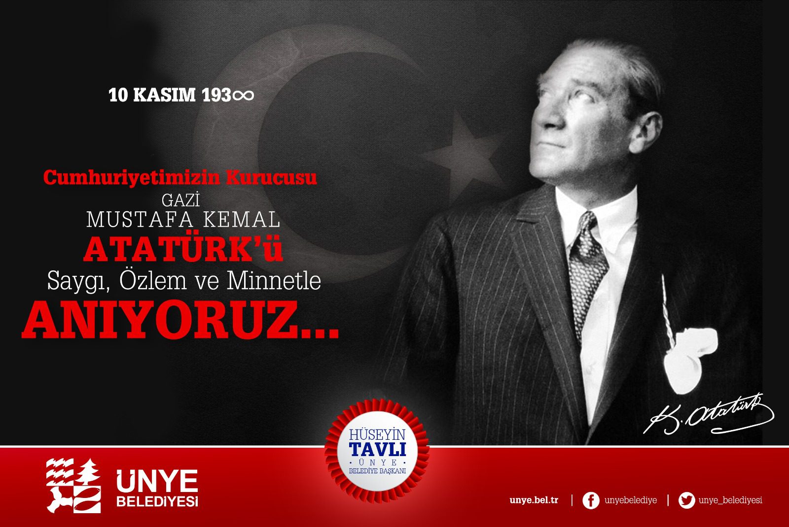 BAŞKAN TAVLI’DAN ’10 KASIM’ MESAJI Ünye Belediye Başkanı Hüseyin Tavlı,
