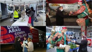 Altınordu ilçesinde sabahın erken saatlerinde vatandaşlara sıcak çorba ikramı yapan