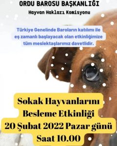 Ordu Barosu Hayvan Hakları Komisyonunun öncülüğünde Türkiye genelindeki Baroların katılımı