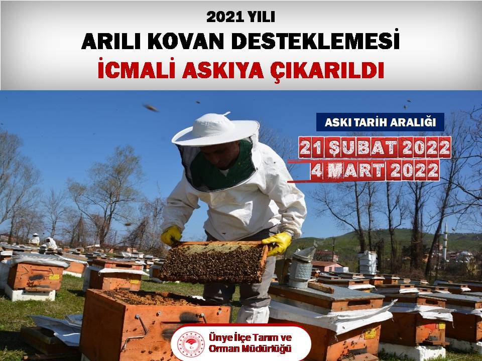 Ünye İlçe Tarım ve Orman Müdürlüğünden arılı kovan desteklemesiyle ilgili