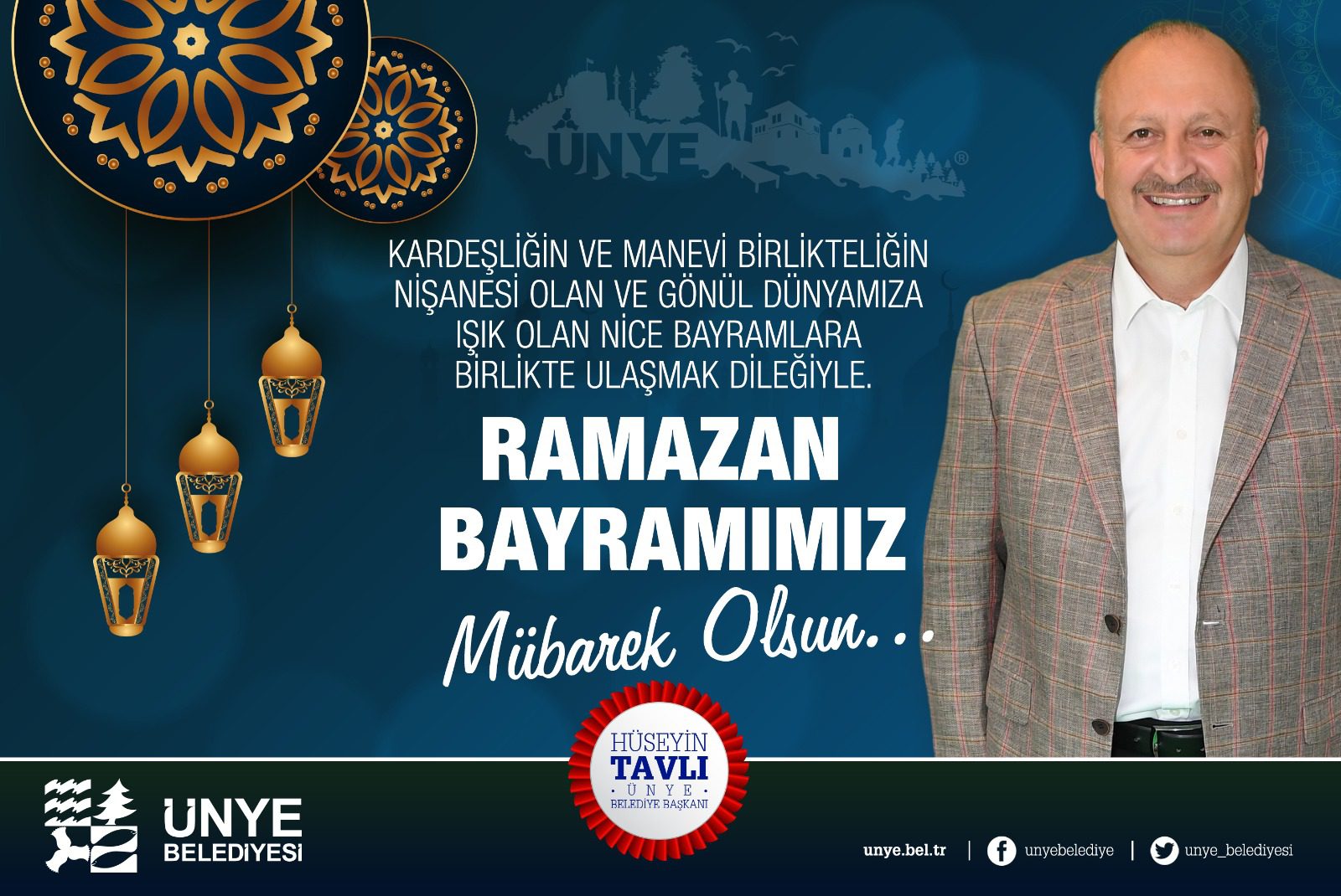 Ünye Belediye Başkanı Hüseyin Tavlı, Ramazan Bayramı’na ulaşmanın mutluluğunu yaşadıklarını