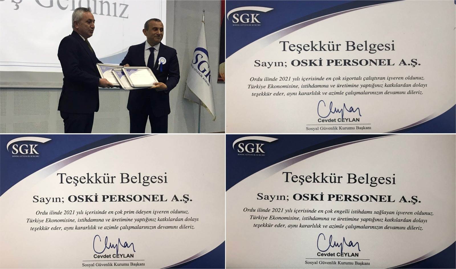 SGK’DAN OSKİ’YE 3 ÖDÜL BİRDEN