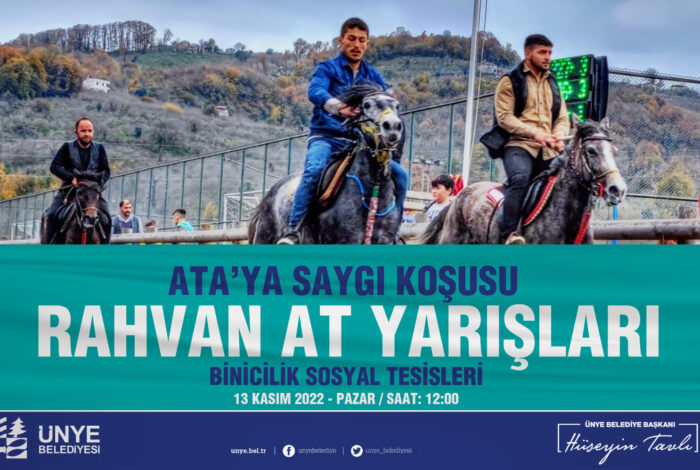Ünye Belediyesi öncülüğünde düzenlenen “Ata’ya Saygı Koşusu” rahvan at yarışları