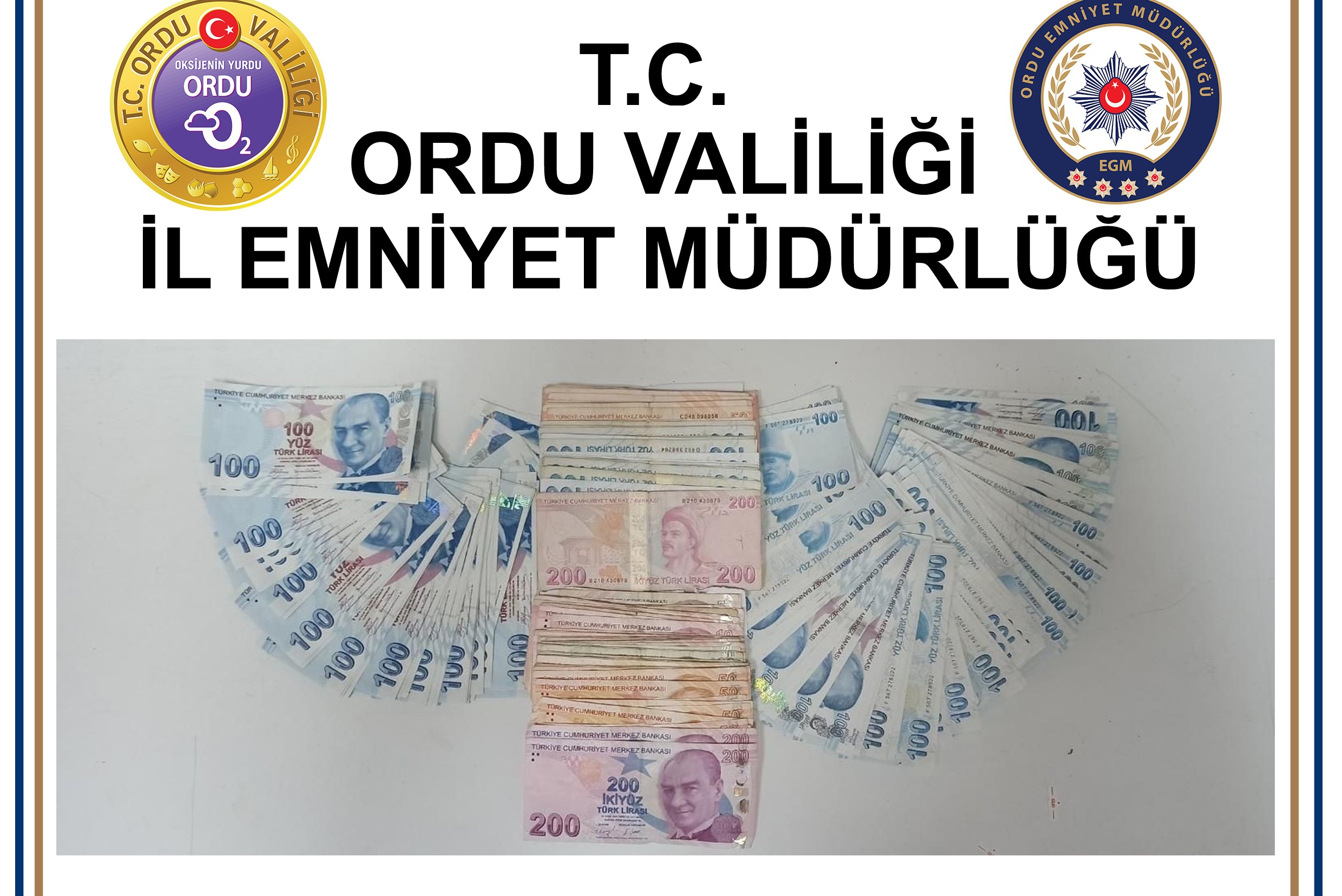 Ordu İl Emniyet Müdürlüğü ekiplerince yapılan çalışmalar neticesinde Perşembe’de 38.100