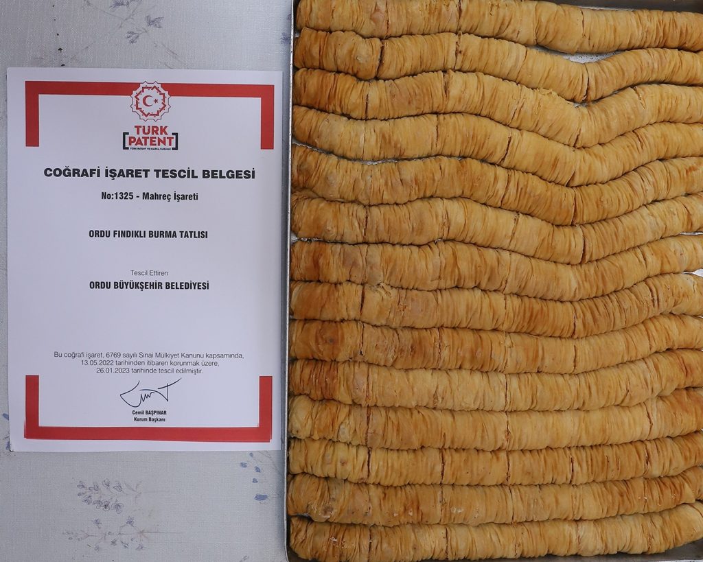 ‘ORDU FINDIKLI BURMA TATLISI’ TESCİLLENDİ FI 1