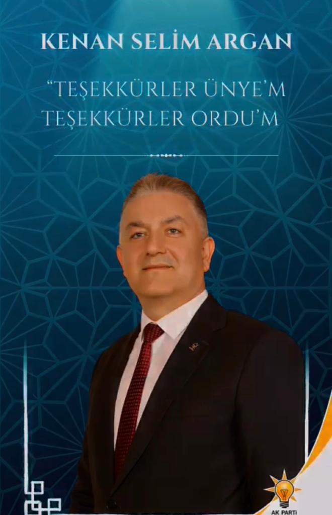 KENAN SELİM ARGAN'DAN TEŞEKKÜR MESAJI K