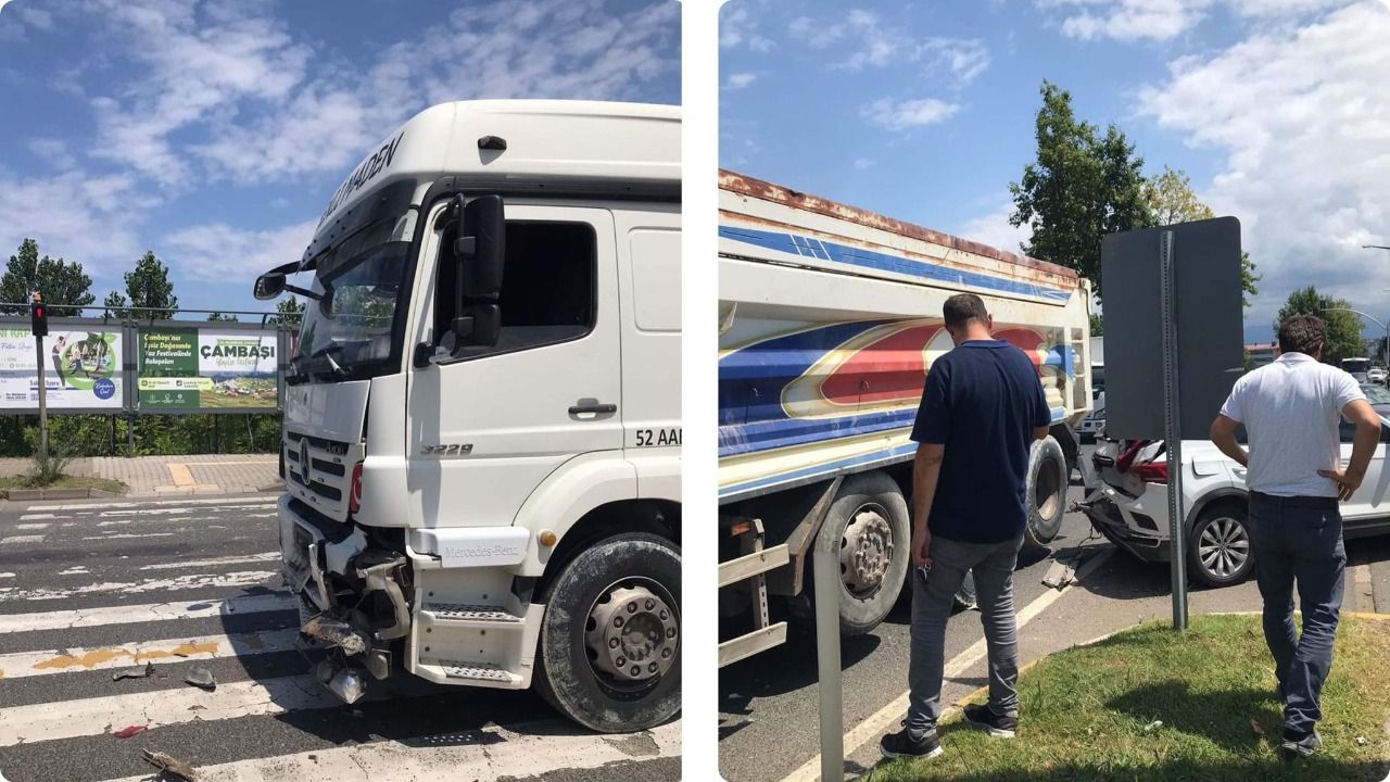 Ordu’nun Fatsa ilçesinde 4 aracın birbirine çarpmasıyla zincirleme trafik kazası