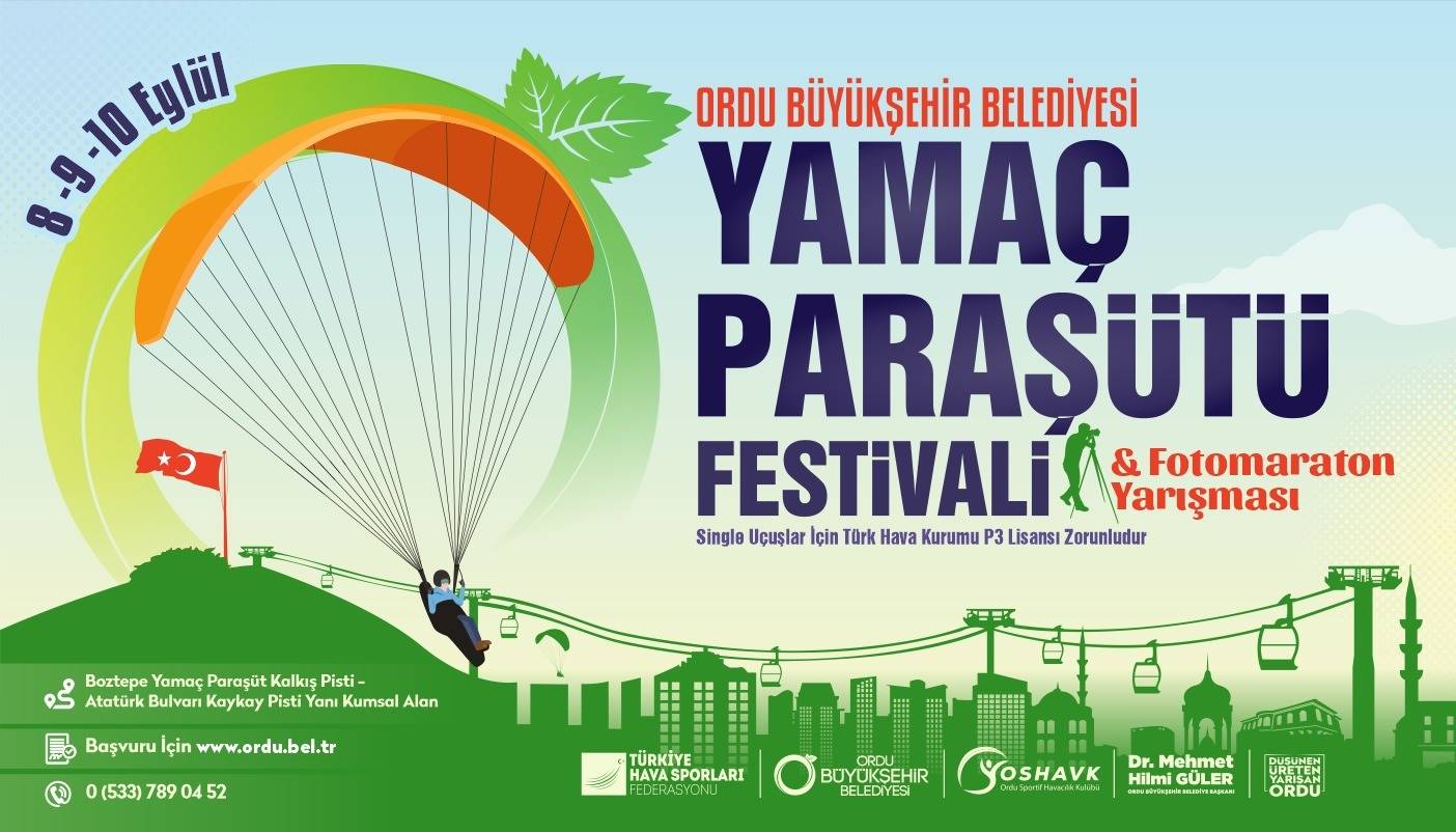GÖKYÜZÜNDE ŞENLİK VAR! ORDU’DA YAMAÇ PARAŞÜTÜ FESTİVALİ VE FOTOMARATON YARIŞMASI