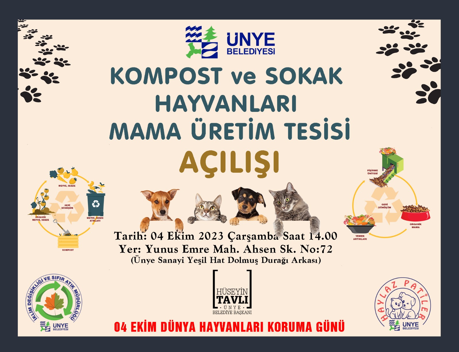 Ünye Belediyesi, Sokak hayvanlarının gıda ihtiyacının karşılanması ve israfın önüne