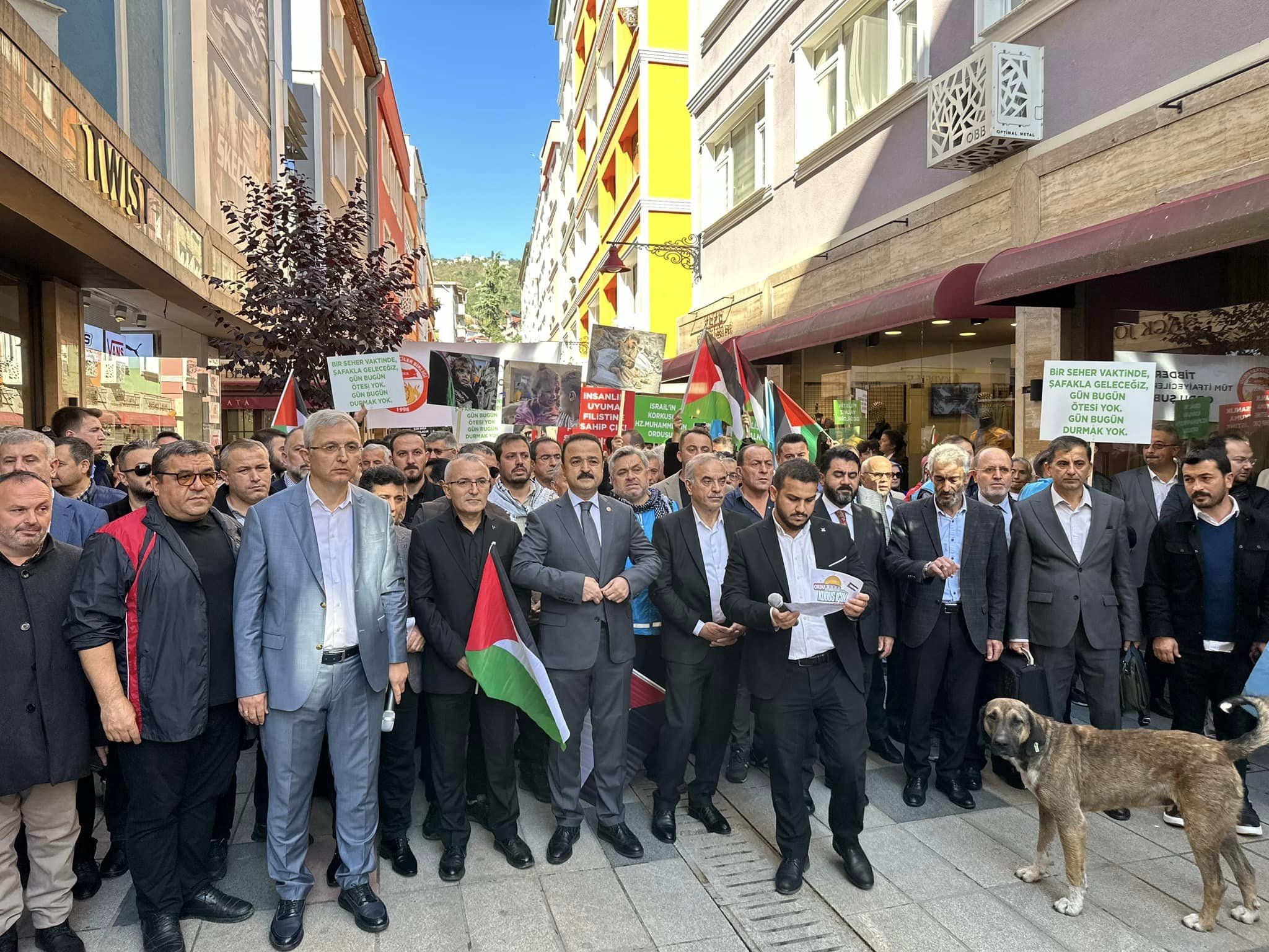 Ordu Valiliği tarafından düzenlenen Filistin’e destek yürüyüşüne katılan Milliyetçi Hareket