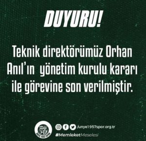 Kendi evinde Suluova Sebatspor’a 3-1 yenileyen Ünye 1957 Spor, teknik