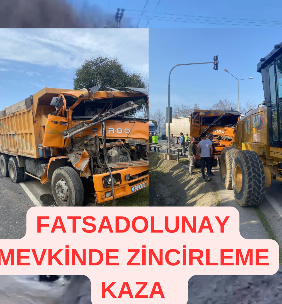 Fatsa dolunay mevkinde zincirleme kaza PATPAT DEREYE UCTU 1