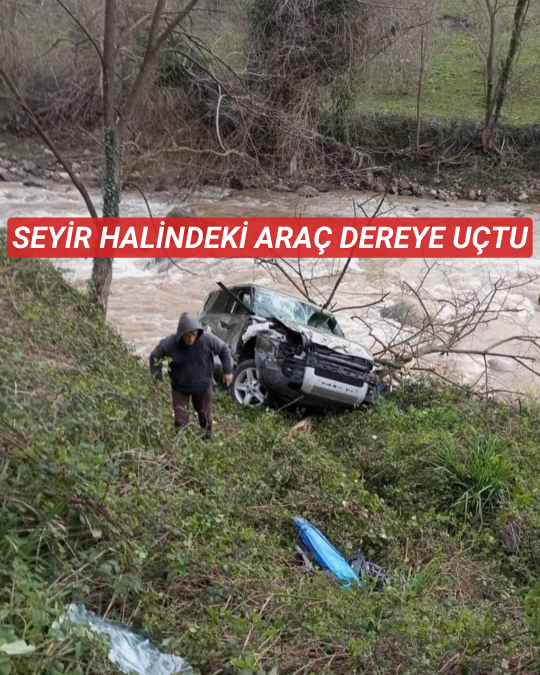 SEYİR HALİNDEKİ ARAÇ DEREYE UÇTU Kumru-Fatsa karayolunda seyir halinde olan