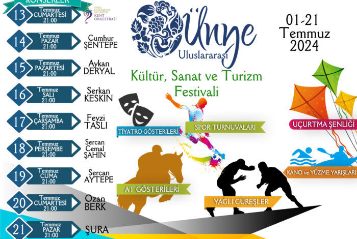ÜNYE 23’NCÜ KÜLTÜR, SANAT VE TURİZM FESTİVALİ BAŞLIYOR F