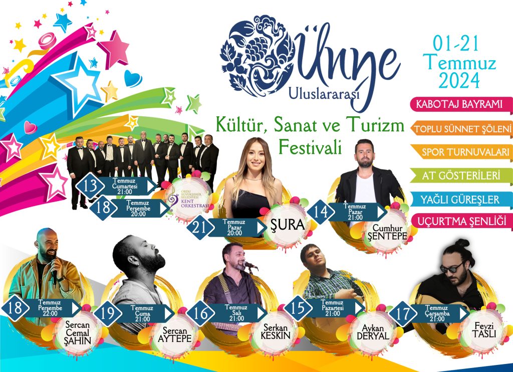 ÜNYE 23’NCÜ KÜLTÜR, SANAT VE TURİZM FESTİVALİ BAŞLIYOR F2