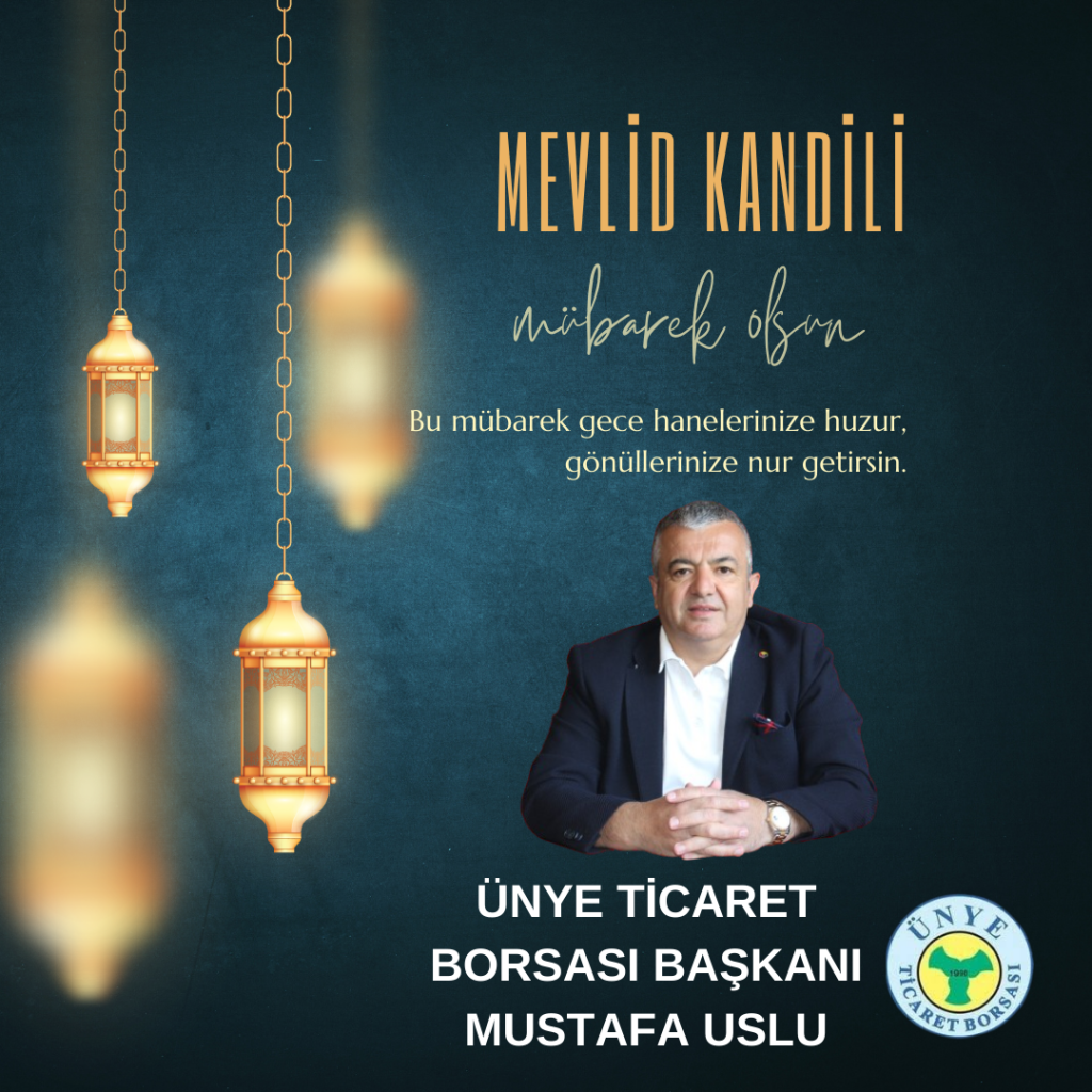 Ünye Ticaret Borsası Başkanı Mustafa Uslu’dan Mevlüt Kandili Mesajı Mavi Sari Modern Mevlid Kandili Instagram Gonderisi 2