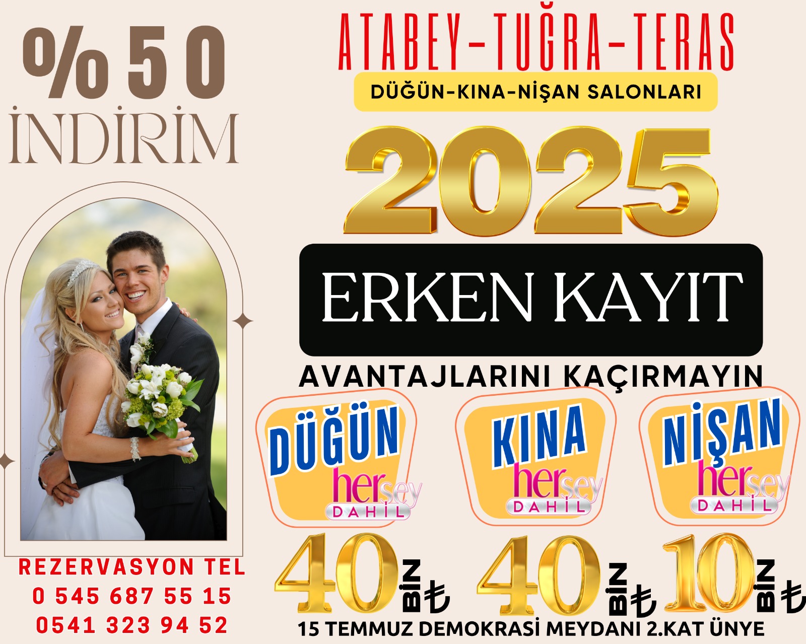ATABEY VE TUĞRA DÜĞÜN SALONLARINDAN DEV KAMPANYAKANDIRMIYORUZ ,HAYALLERİNİZİ GERÇEĞE DÖNÜŞTÜRÜYORUZ..Ünye’de