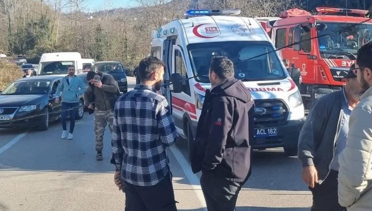 Ordu’nun Fatsa ilçesinde, lastiği patlayan bir kamyonet elektrik direğine çarparak