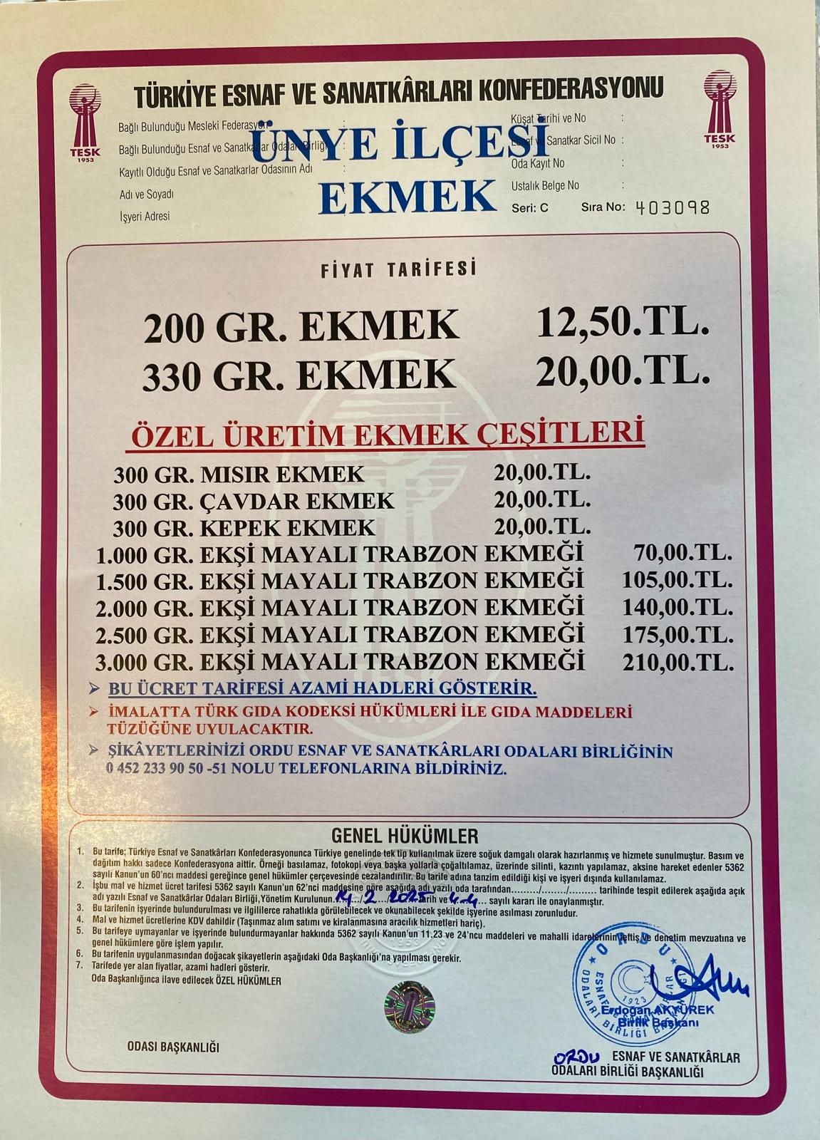 Ünye’de Ekmeğe Zam! WhatsApp Image 2025 02 20 at 15.18.21