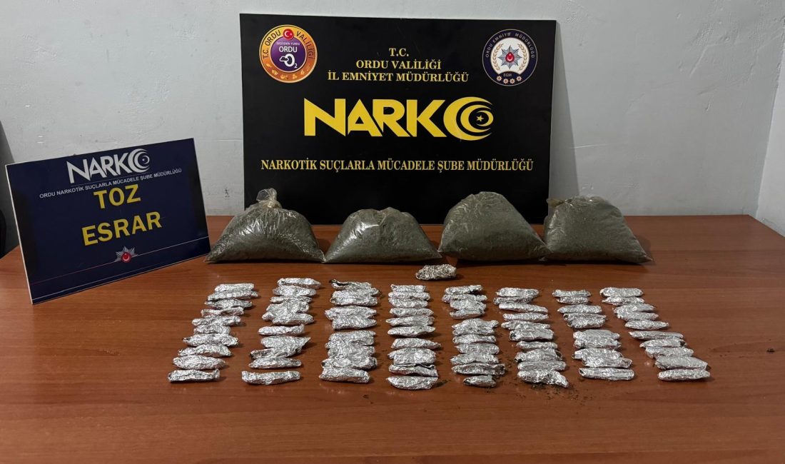 Çaybaşı'nda Uyuşturucu Operasyonu: 826,57 Gram Esrar Ele Geçirildi