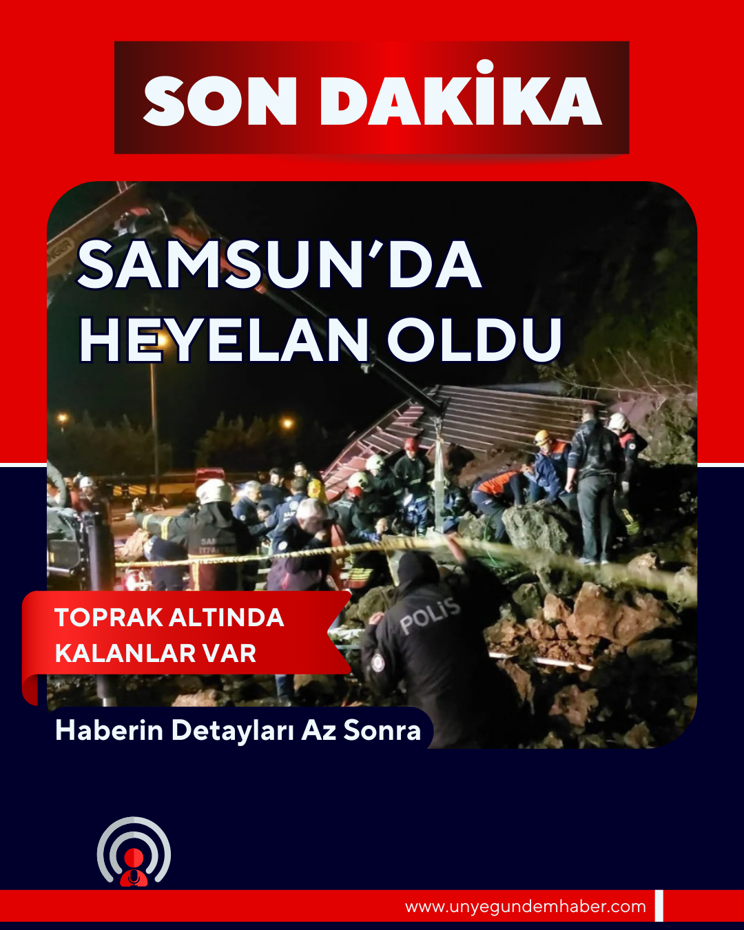 Canik’te Heyelan Nedeniyle Yol Trafiğe Kapatıldı Kirmizi lacivert Sade Modern Fotograf Odakli Son Dakika Haber Instagram Gonderisi 1