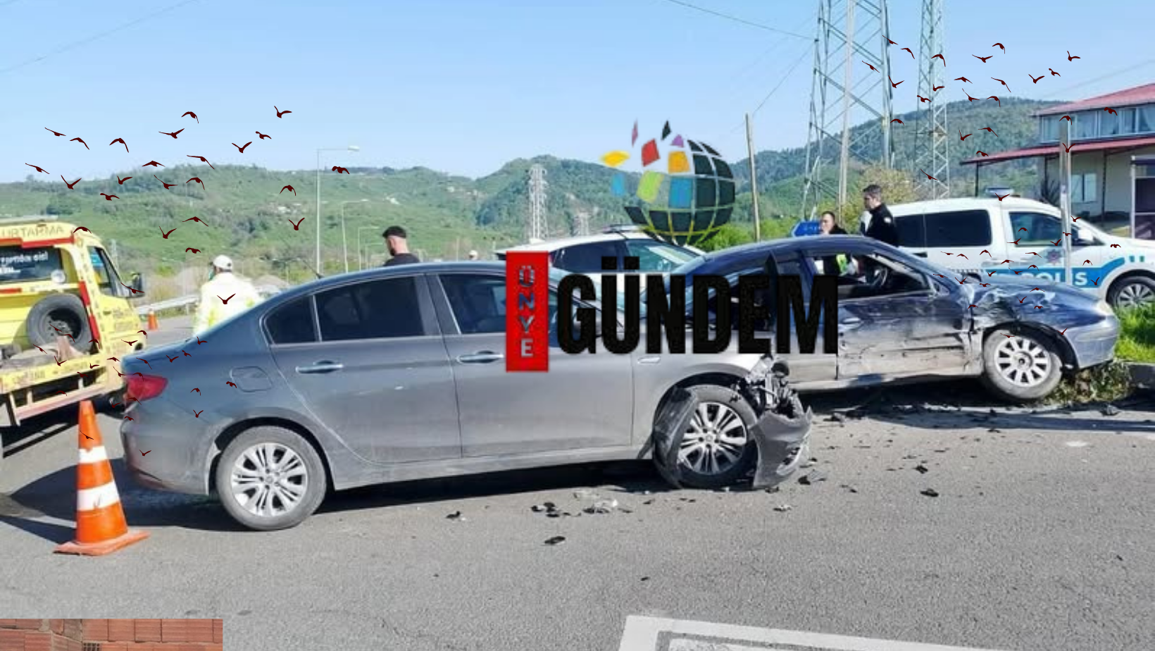 Çaybaşı Kavşağında Korkutan Çarpışma! caybasi sapagi trafik kazasi