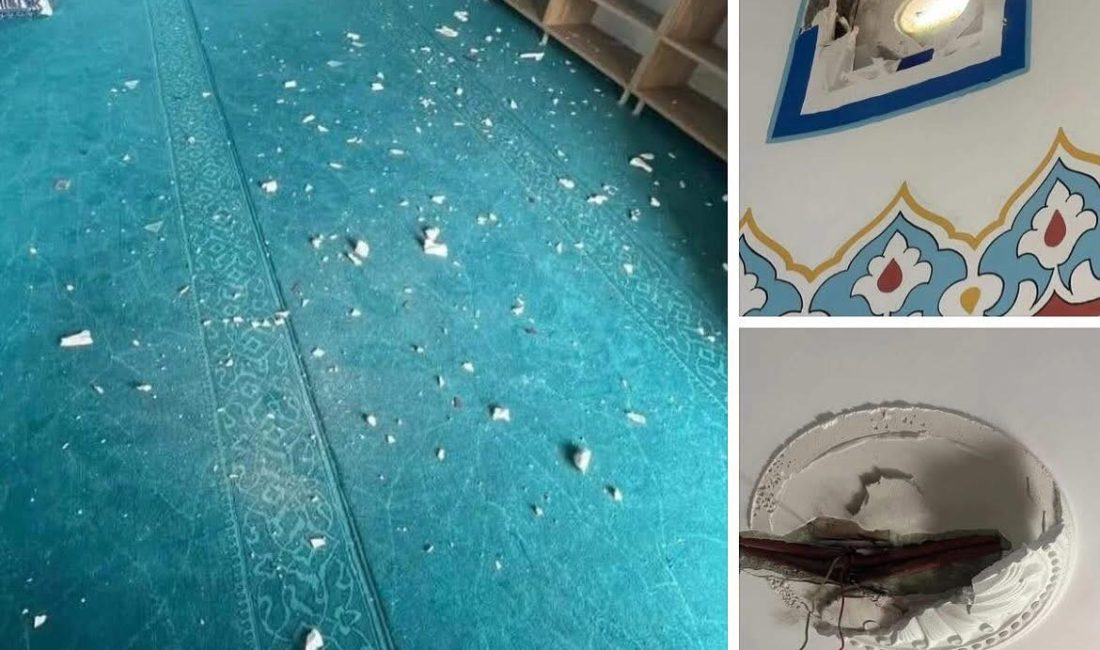 Altınordu ilçesinde camiye düşen yıldırım nedeniyle maddi hasar meydana geldi.