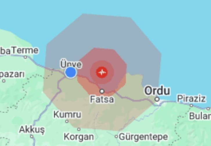 Ünye Yüceler'de 3.4 Büyüklüğünde Deprem Korkuttu