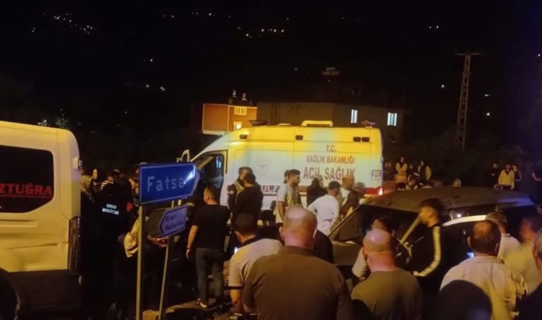 Ordu’nun Aybastı-Fatsa yolu üzerinde minibüs ile otomobilin karıştığı bir trafik