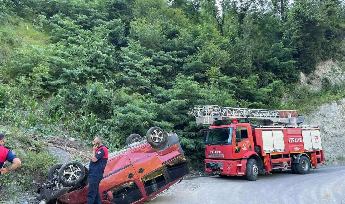 Ordu’nun Gölköy ilçesinde meydana gelen trafik kazasında bir kamyonetin takla