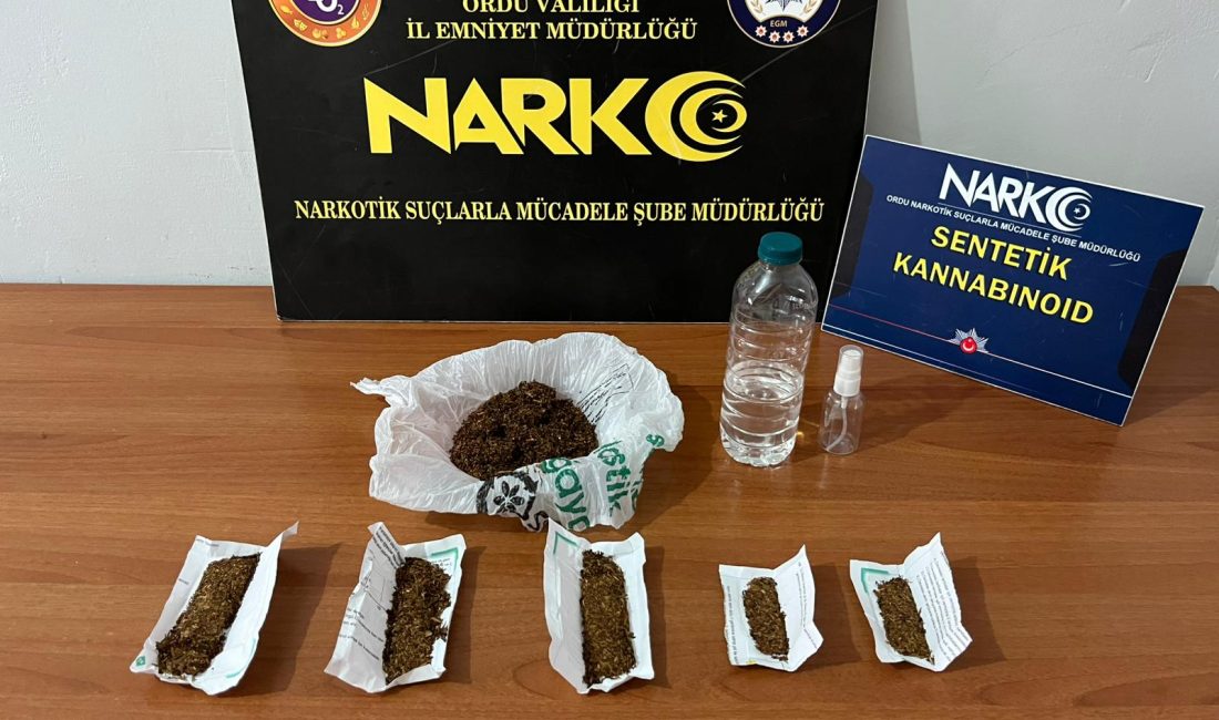Ordu İl Emniyet Müdürlüğü Narkotik Suçlarla Mücadele Şube Müdürlüğü ekiplerince