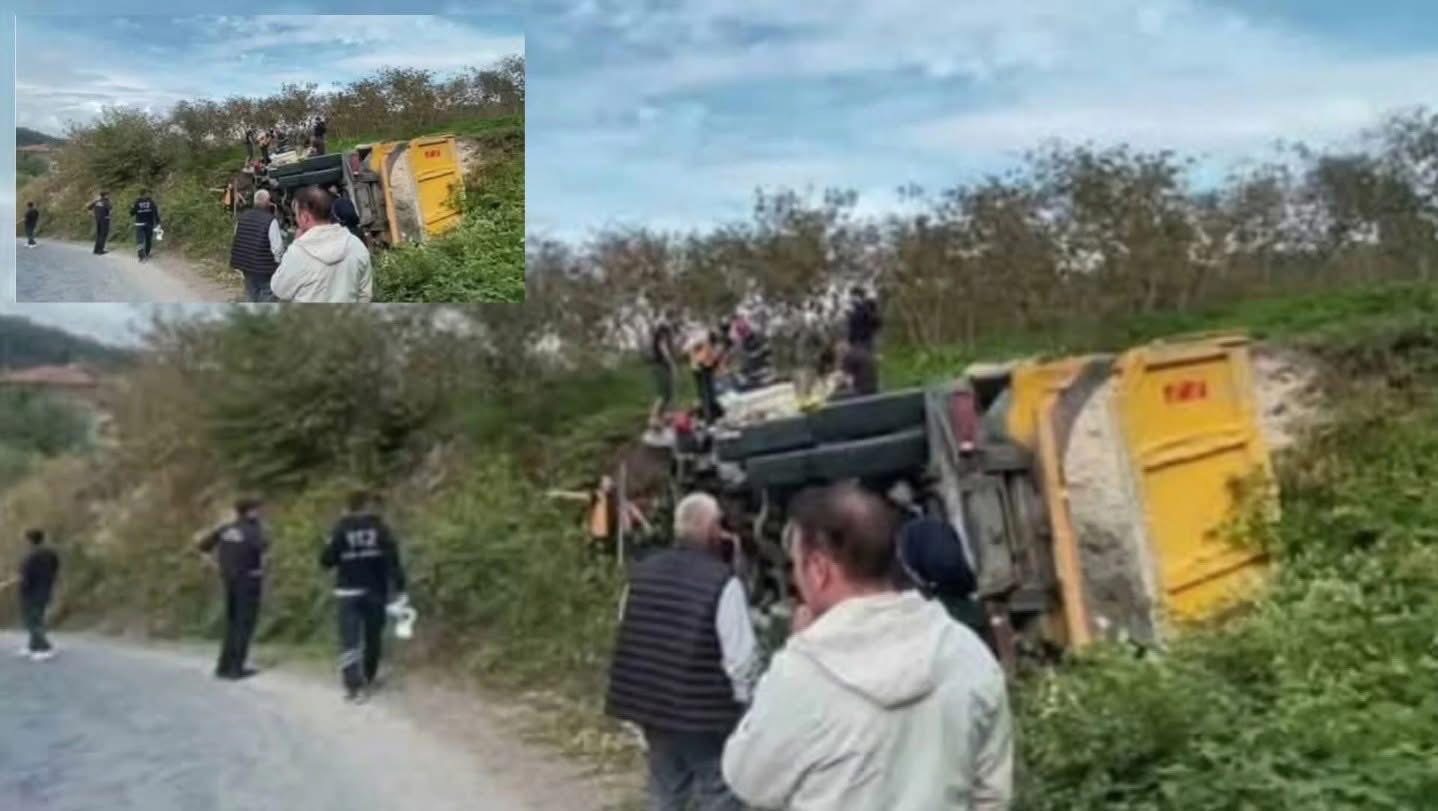 Ünye'de Bentonit Yüklü Kamyon Devrildi: 2 Kişi Yaralandı IMG 6639
