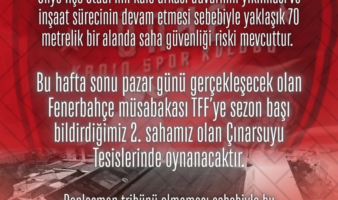Ünye İlçe Stadı’nda kale arkası duvarının yıkılması ve devam eden