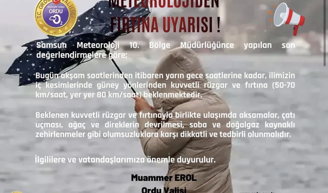 Meteoroloji 10. Bölge Müdürlüğü ve Ordu Valiliği, Ordu genelinde etkili