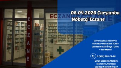Mesai saatleri dışında hizmet verecek nöbetçi eczaneler belli oldu Ünye’de