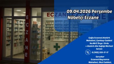 Mesai saatleri dışında hizmet verecek nöbetçi eczaneler belli oldu Ünye’de
