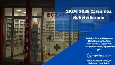 Gerçeker Eczanesi:Bayramca Mahallesi, Okul Caddesi, 12.Sokak No:17 Ünye / Ordu
