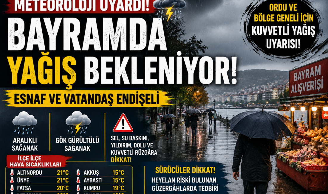 Meteoroloji’nin kuvvetli yağış uyarısı sonrası Ordu’da bayram hazırlıkları yapan vatandaşlar