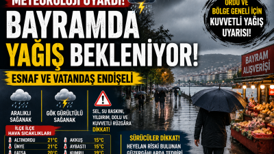 Meteoroloji’nin kuvvetli yağış uyarısı sonrası Ordu’da bayram hazırlıkları yapan vatandaşlar