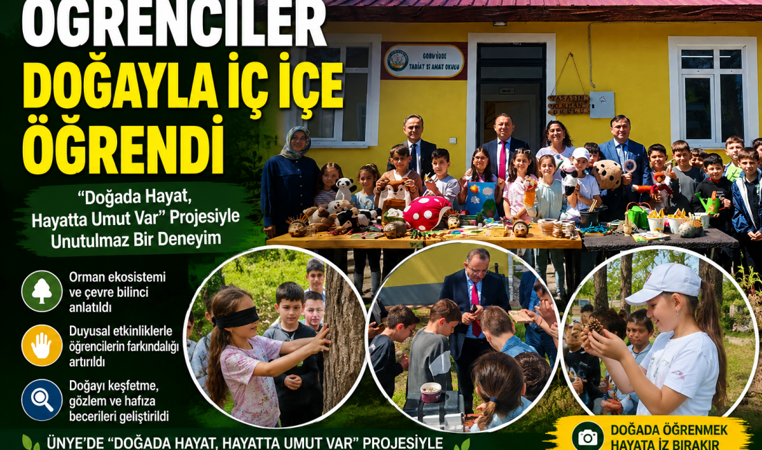 Ünye’de gerçekleştirilen proje kapsamında öğrenciler, doğa temalı etkinliklerle çevre bilinci