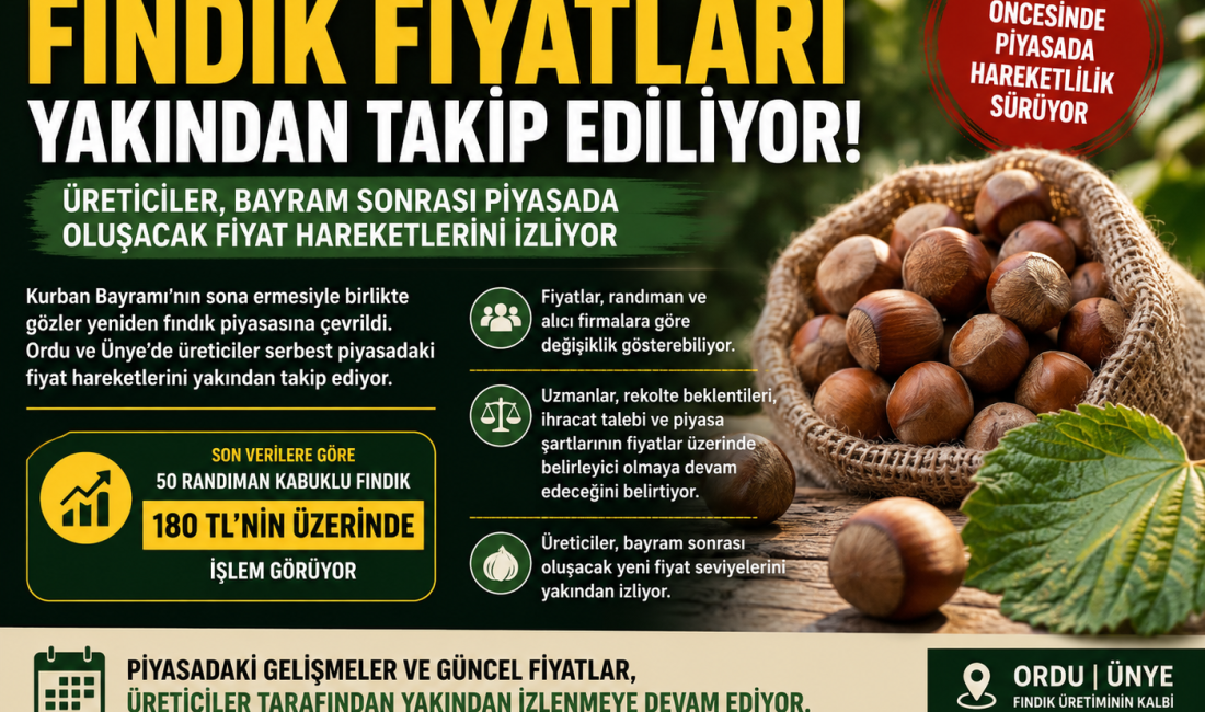 Üreticiler ve tüccarlar, bayram sonrası serbest piyasada oluşacak fındık fiyatlarını