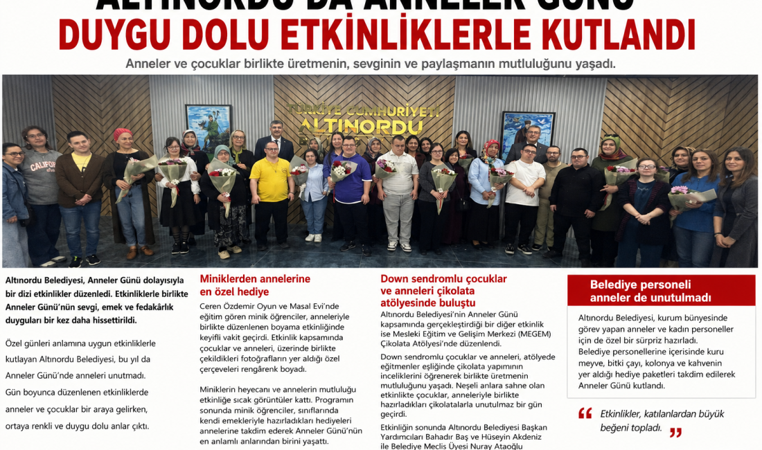 Altınordu Belediyesi tarafından Anneler Günü kapsamında düzenlenen etkinliklerde anneler ve