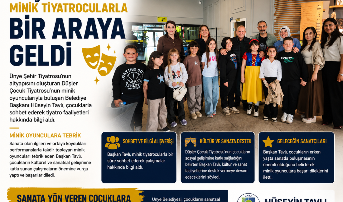 Ünye Şehir Tiyatrosu’nun altyapısını oluşturan Düşler Çocuk Tiyatrosu’nun minik oyuncuları,