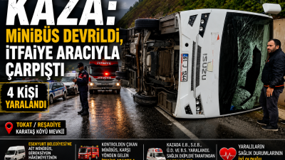 İstanbul’dan Ordu’nun Kabataş ilçesine cenaze götüren minibüsün Tokat’ın Reşadiye ilçesinde