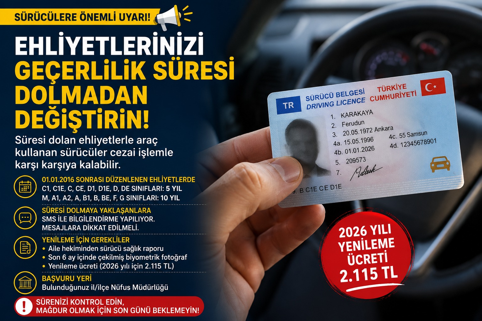 ehliyet suresi dolan suruculere uyari