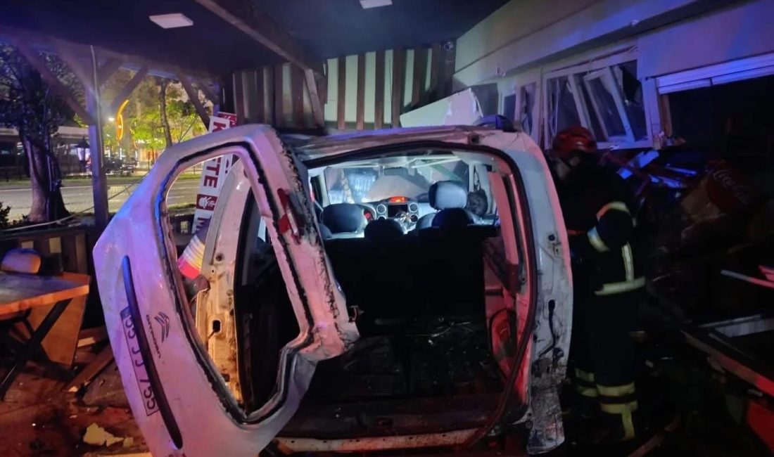 Ordu’nun Fatsa ilçesinde yağış nedeniyle kayganlaşan yolda kontrolden çıkan bir