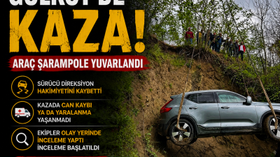 Ordu’nun Gölköy ilçesinde meydana gelen trafik kazasında kontrolden çıkan araç
