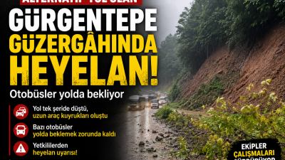 Çatalpınar-Kabataş yolunun kapanmasının ardından kullanılan alternatif güzergâhta da heyelan meydana