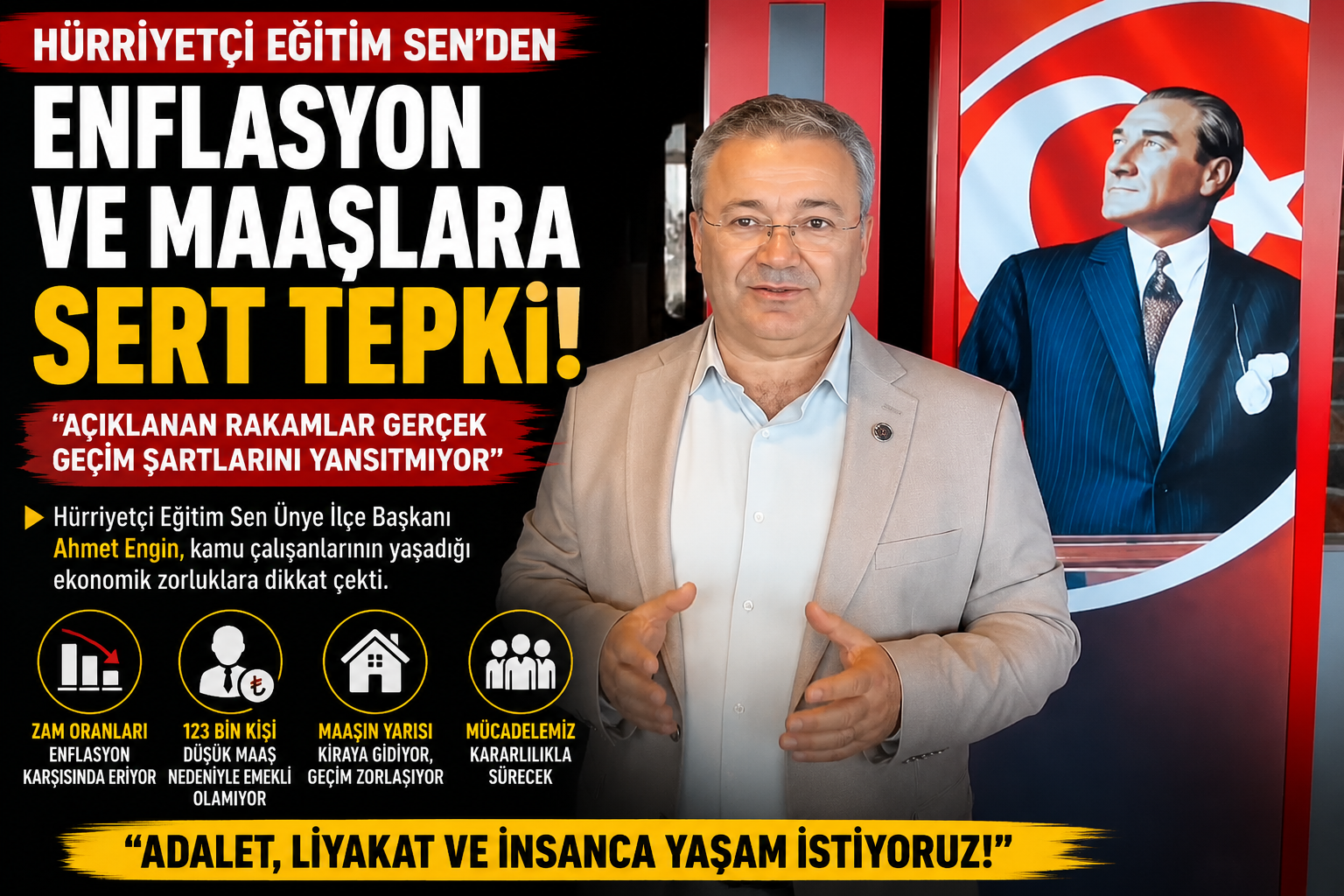 Hürriyetçi Eğitim Sen’den Enflasyon ve Maaş Tepkisi hurriyet egitim sen maas tepki