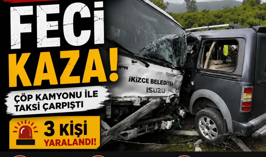 Ünye-İkizce yolu üzerinde meydana gelen trafik kazasında çöp kamyonu ile